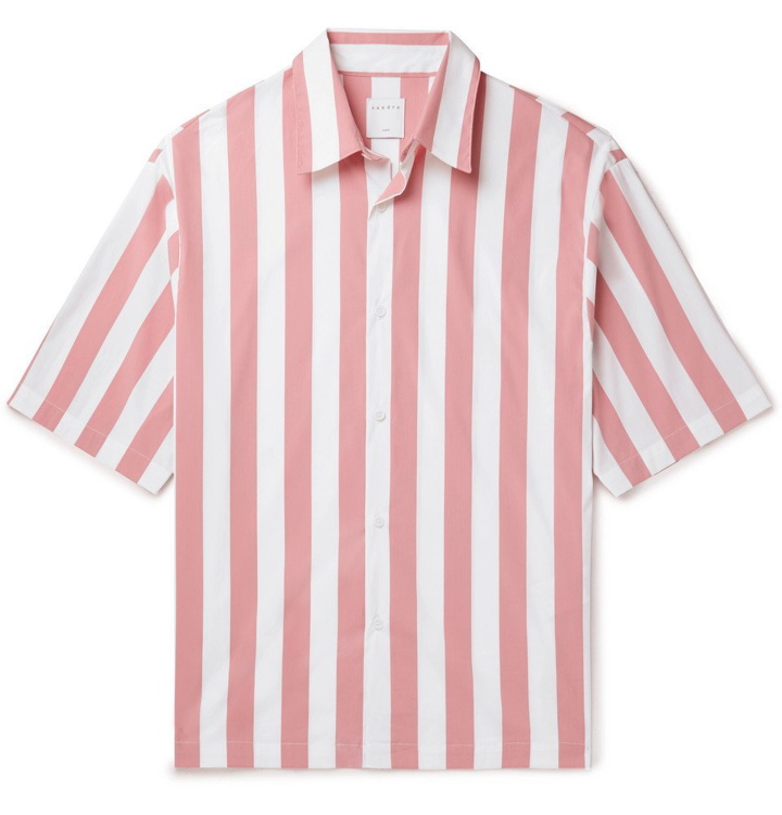 Photo: Sandro - Striped Stretch Cotton-Blend Shirt - Pink