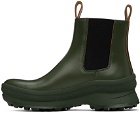 Jil Sander Green Leather Chelsea Boots