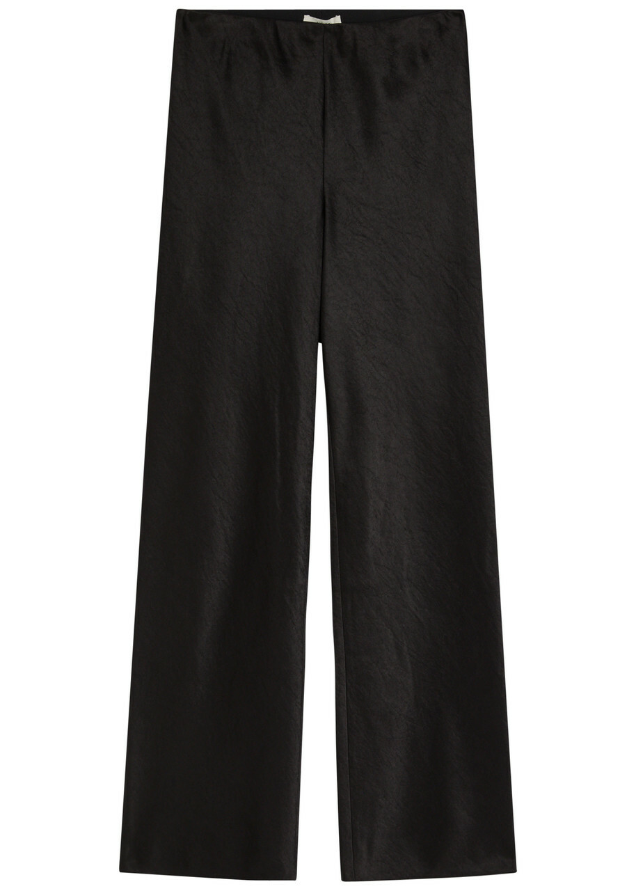Vince Wide-leg Satin Trousers Black