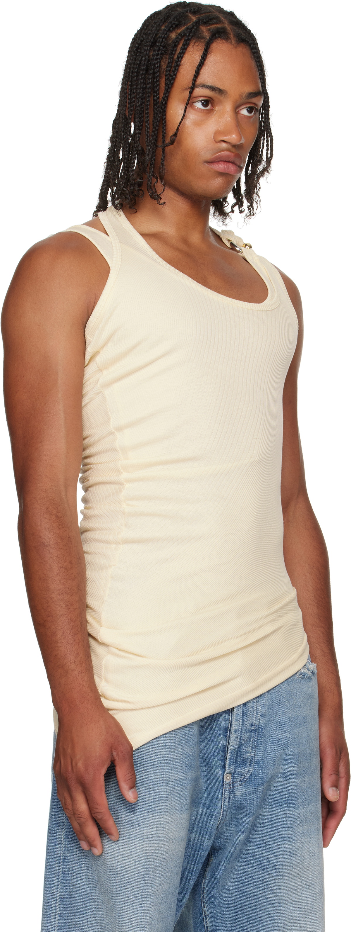 Jean Paul Gaultier Off-White 'Gaultier' Piercing Tank Top