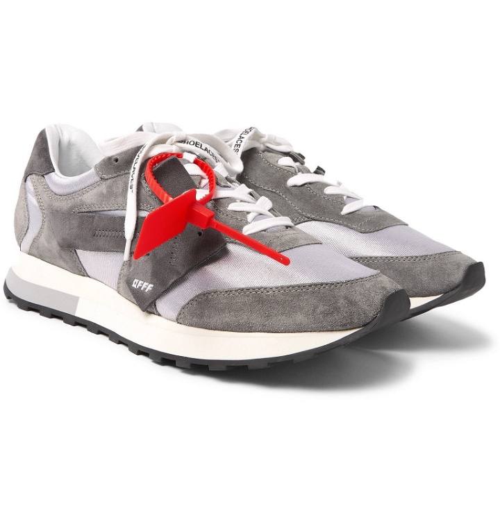 Photo: Off-White - Runner Suede and Shell Sneakers - Gray