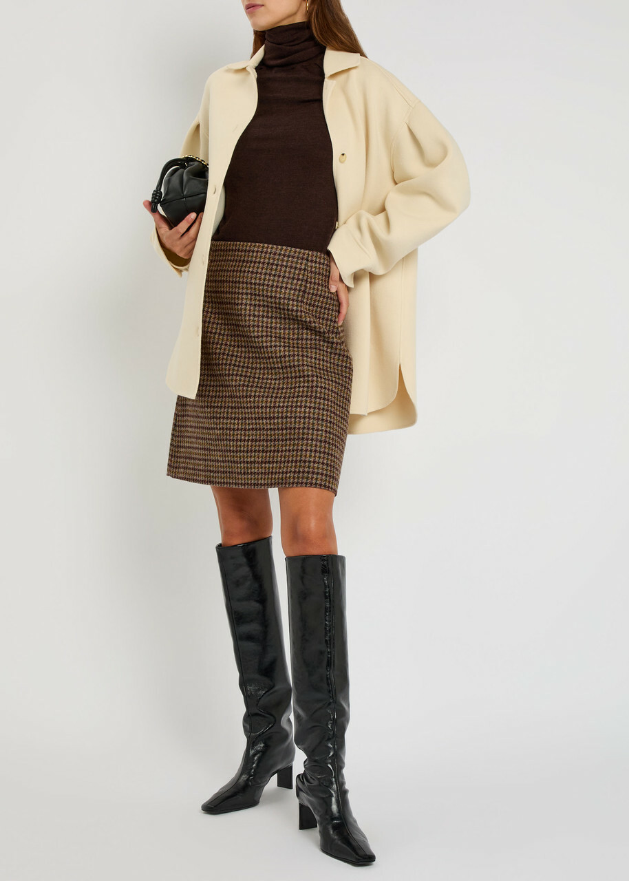 Weekend Max Mara Houndstooth Wool-blend Mini Skirt Brown