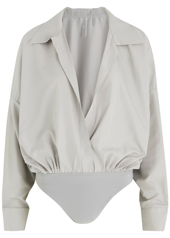 Photo: Norma Kamali Matte Satin Bodysuit Light Grey
