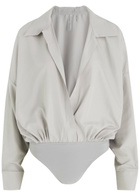 Norma Kamali Matte Satin Bodysuit Light Grey