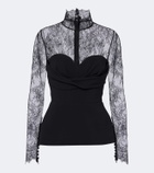 Elie Saab Lace-trimmed bustier top