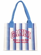 GANNI Large Easy Striped Cotton Tote Bag
