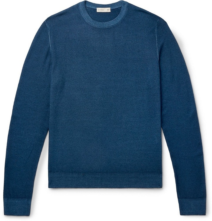 Photo: Etro - Garment-Dyed Merino Wool Sweater - Blue