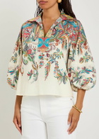 Etro Printed Balloon-sleeve Cotton-poplin top Multicoloured