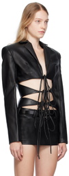 Lado Bokuchava Black Shibari Faux-Leather Blazer