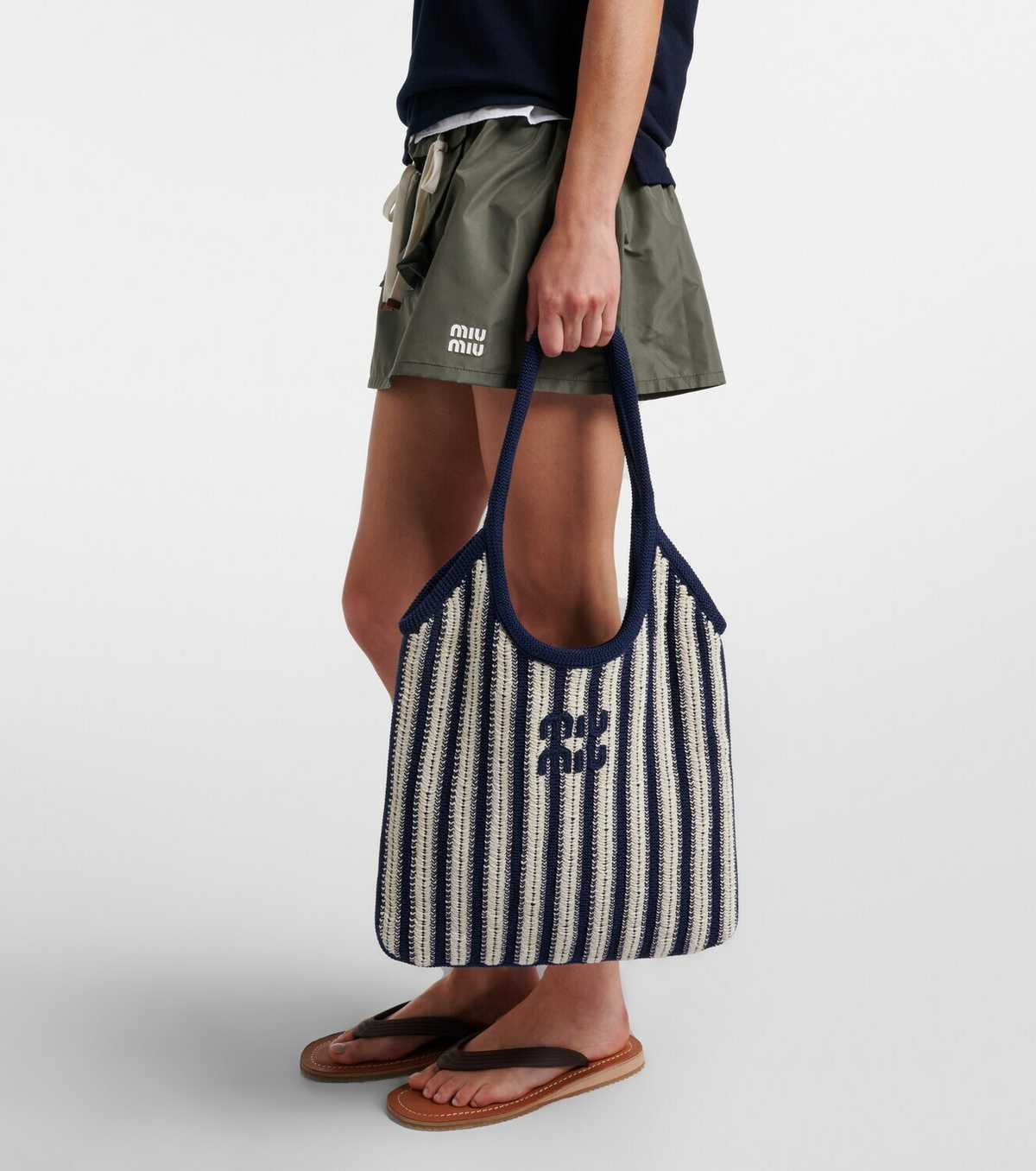 Miu Miu Ivy striped crochet shoulder bag
