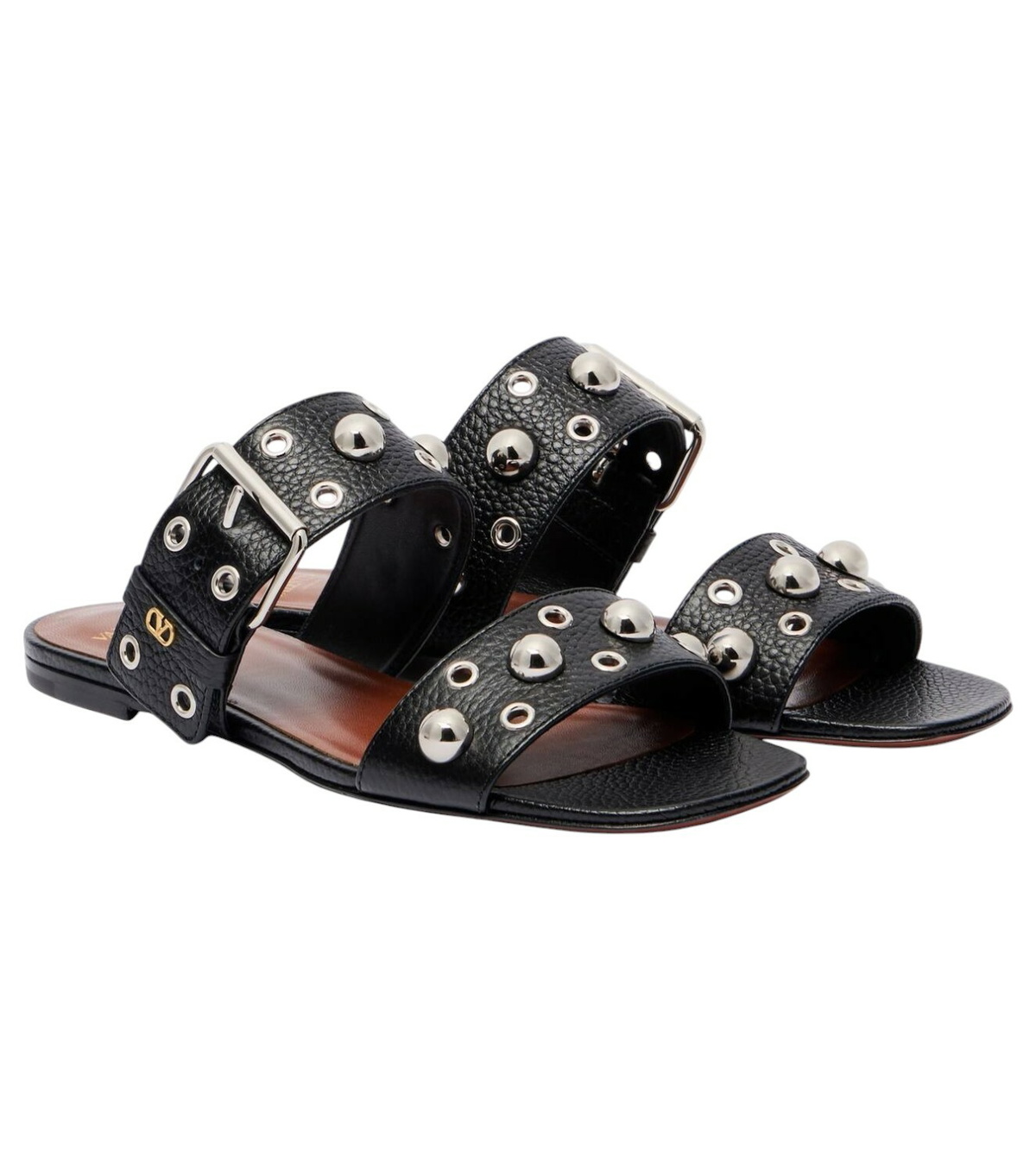 サンダル・ミュール VALENTINO GARAVANI Caramel Fabric Rockstud Sandals Valentino Garavani Caramel Fabric Rockstud Sandals Valentino