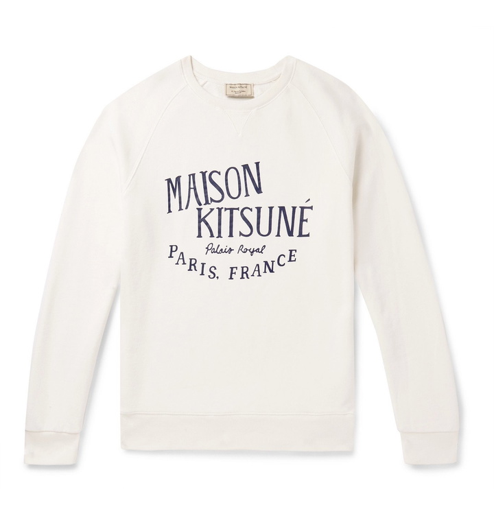 Photo: Maison Kitsuné - Printed Loopback Cotton-Jersey Sweatshirt - Neutrals