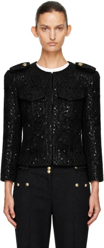 Photo: BALMAIN Black Sequinned Tweed Jacket