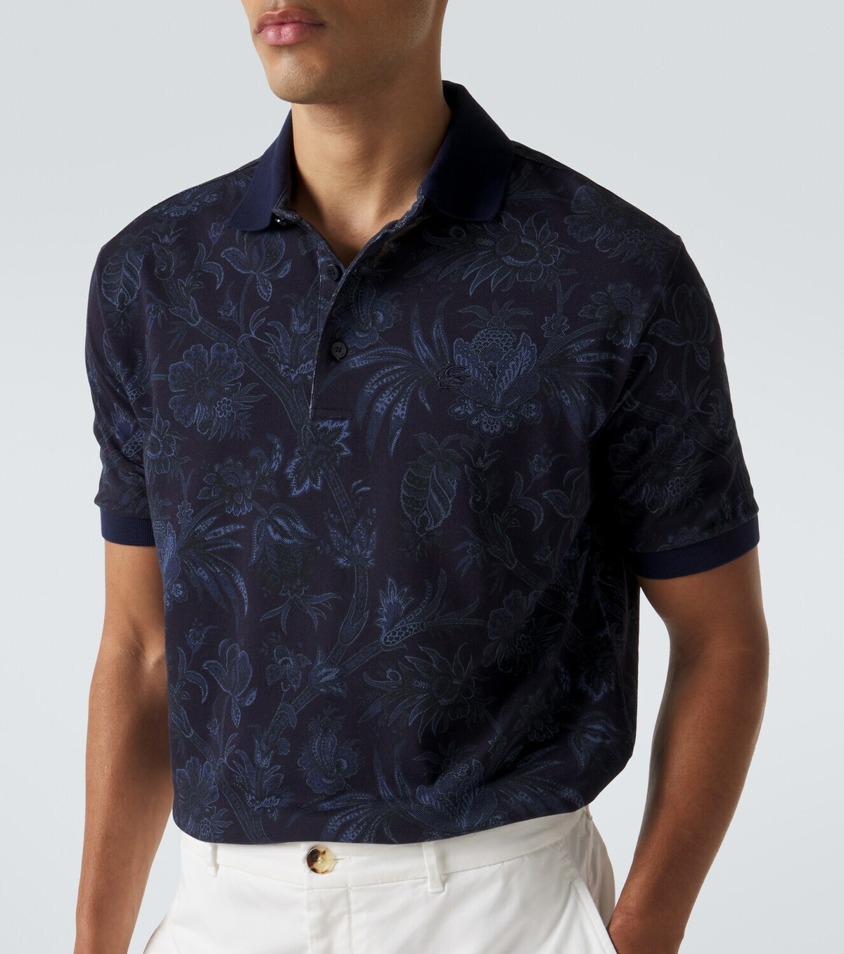 Etro Floral cotton piqué polo shirt