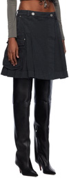 Dion Lee Black Kilt Denim Midi Skirt