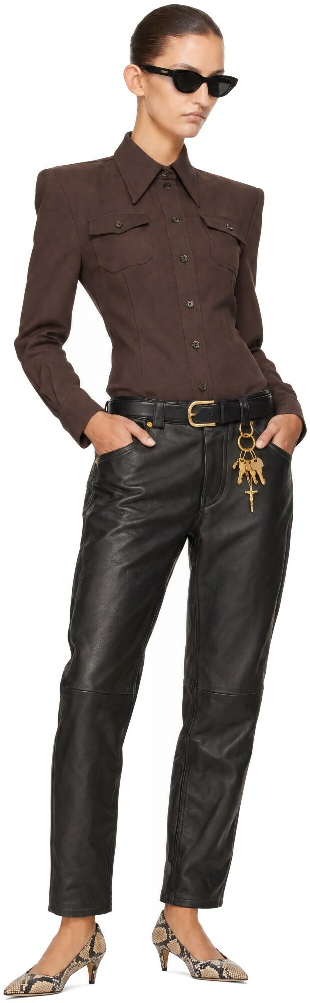 WILLY CHAVARRIA Black Chente Leather Pants