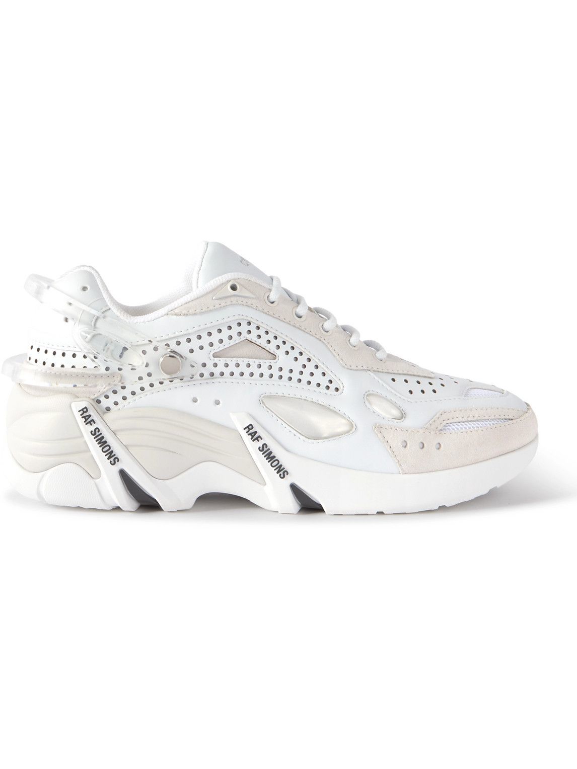 Raf Simons Cylon 21 Suede Trimmed Rubber Sneakers White