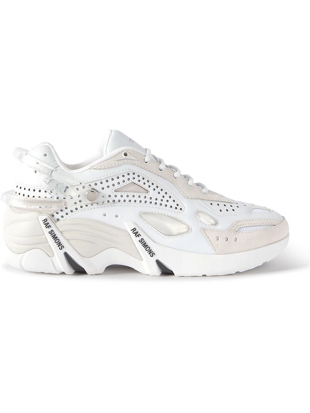 Photo: Raf Simons - Cylon-21 Suede-Trimmed Rubber Sneakers - White