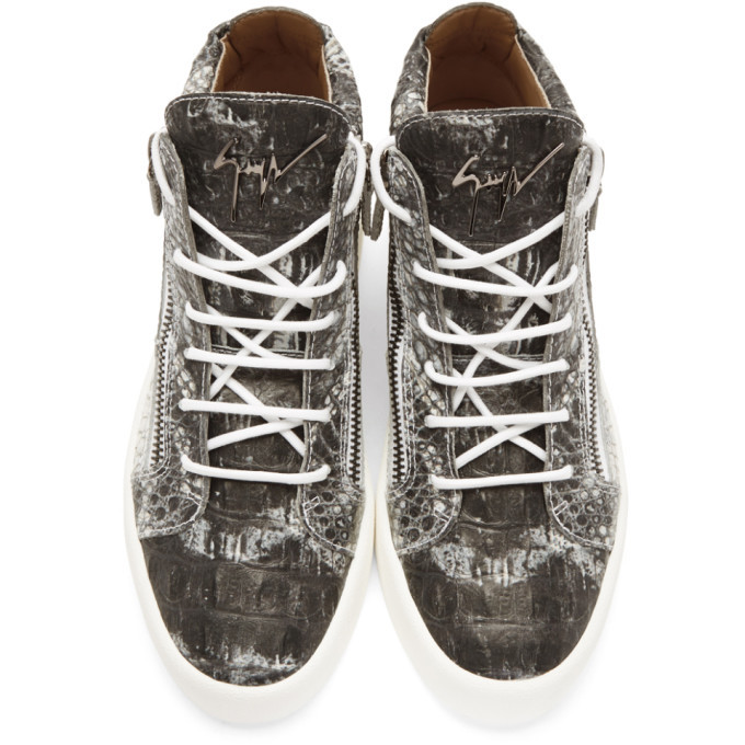 Giuseppe Zanotti Grey and White May London High-Top Sneakers