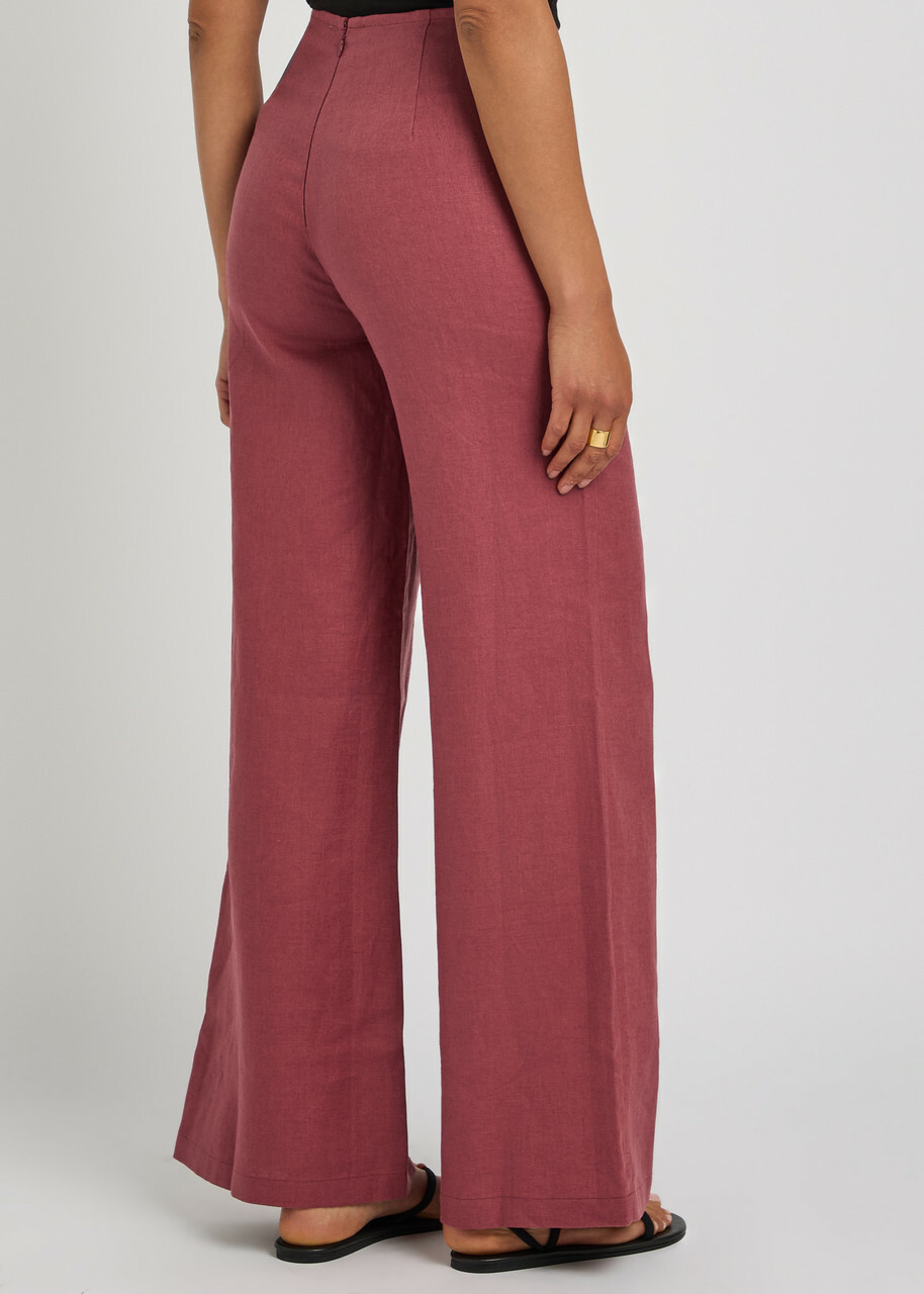 Faithfull The Brand Syna Wide-leg Linen Trousers Dark Pink