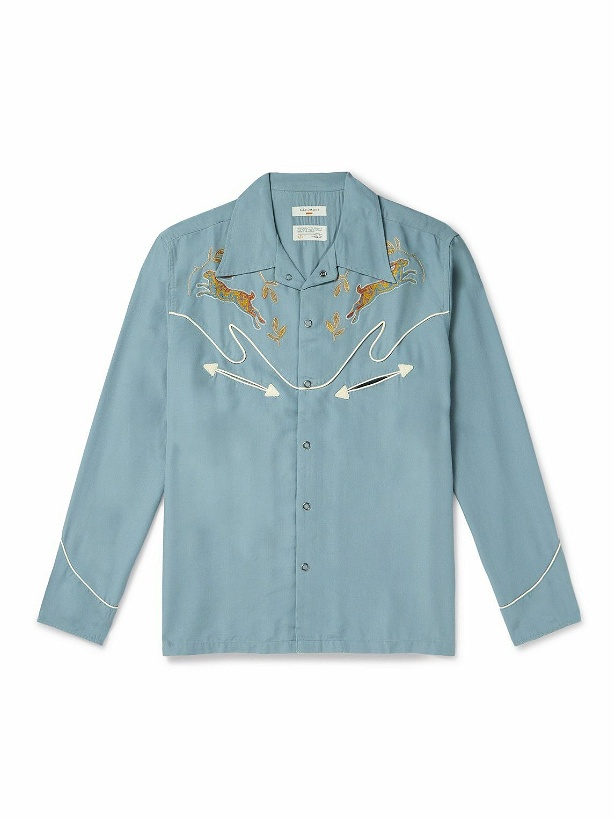 Photo: Nudie Jeans - Gonzo Embroidered TENCEL™ Lyocell Western Shirt - Blue