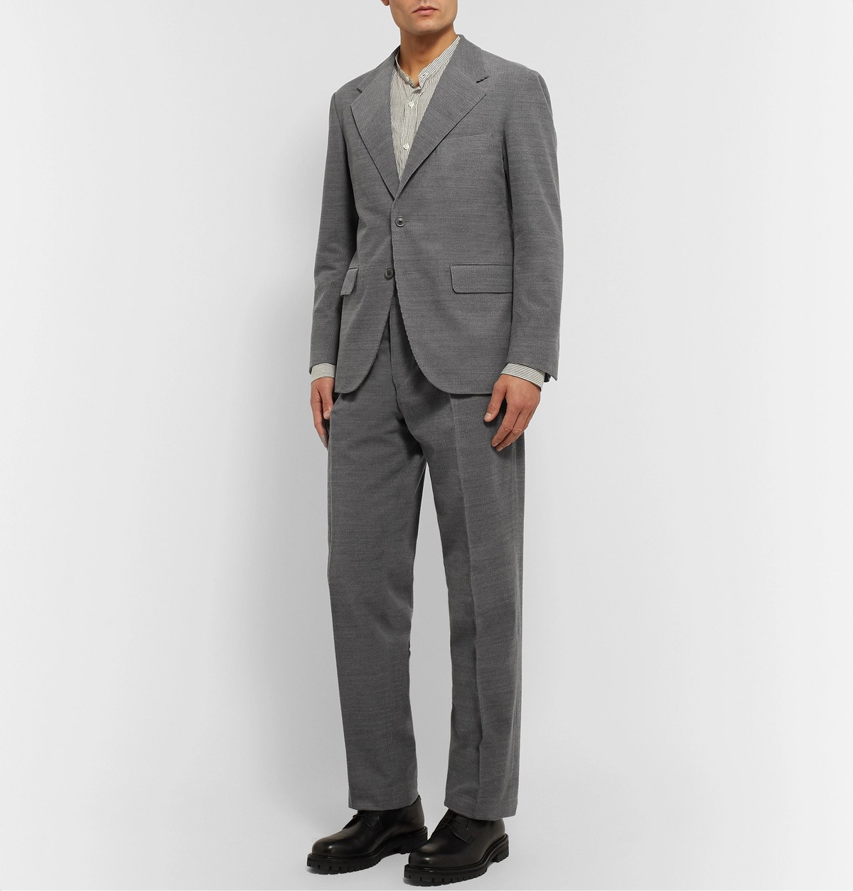 Camoshita Light Grey Wool Blend Corduroy Suit Jacket Gray