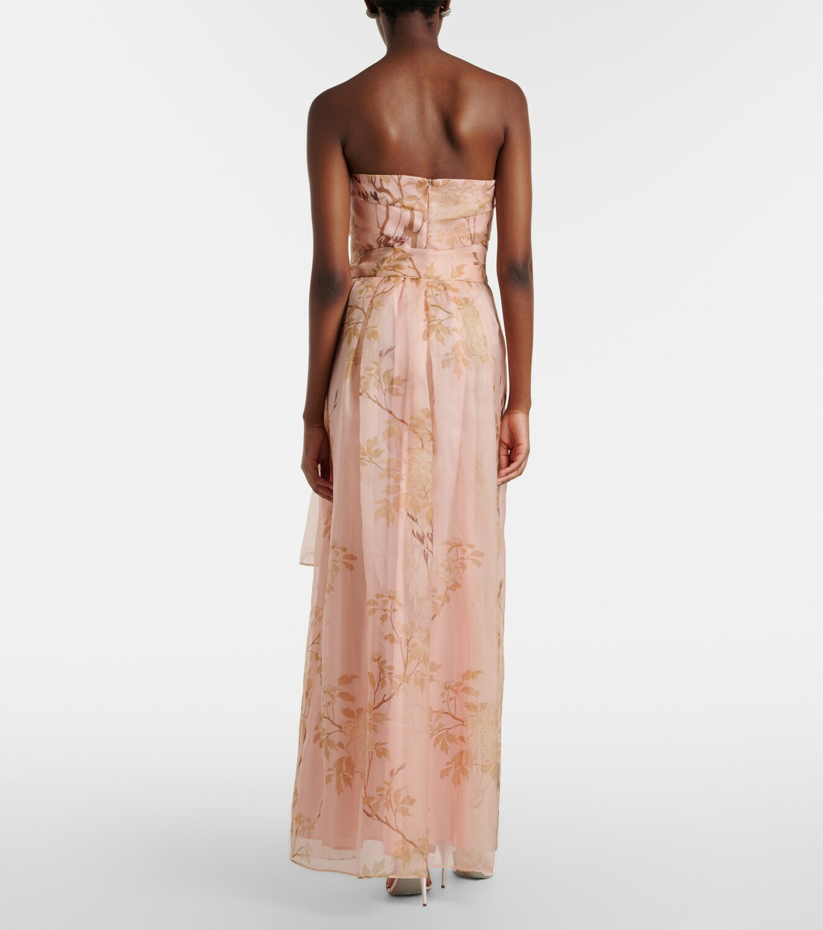 Max Mara Elegante Dominio floral silk organza bustier gown