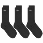 Tired Skateboards Men's OG Logo Crew Sock - 3 Pack in Black