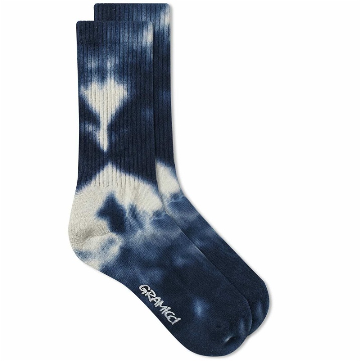 Photo: Gramicci Men's Tie Dye Crew Socks in Blue/White