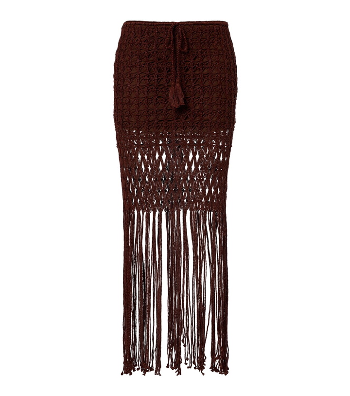 Photo: Anna Kosturova Crochet fringed cotton miniskirt