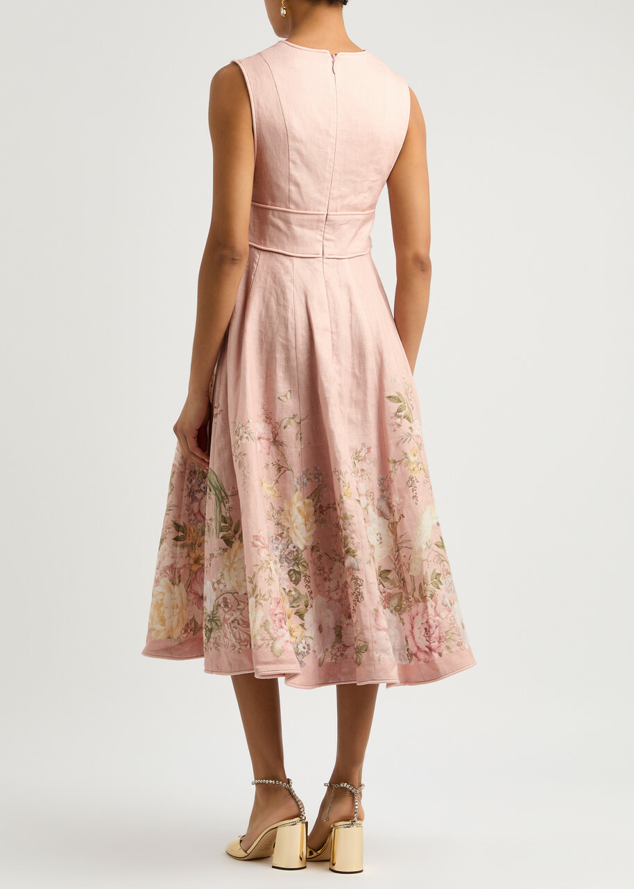 Zimmermann Waverly Floral-print Linen Midi Dress Multi Floral Zimmermann