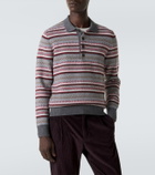 Eleventy Striped wool jacquard polo sweater