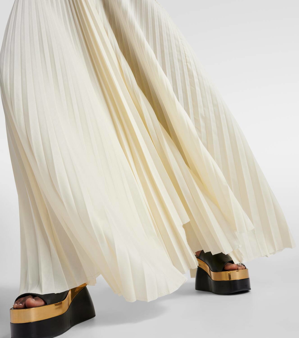 Plan C Pleated cotton-blend maxi dress