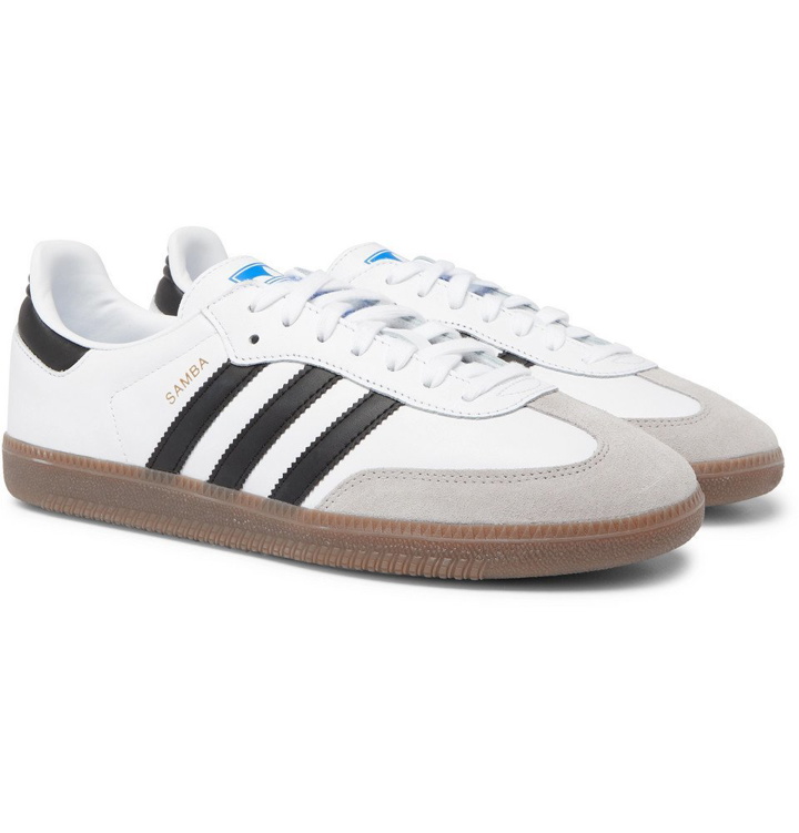 Photo: adidas Originals - Samba Suede-Trimmed Leather Sneakers - Men - White