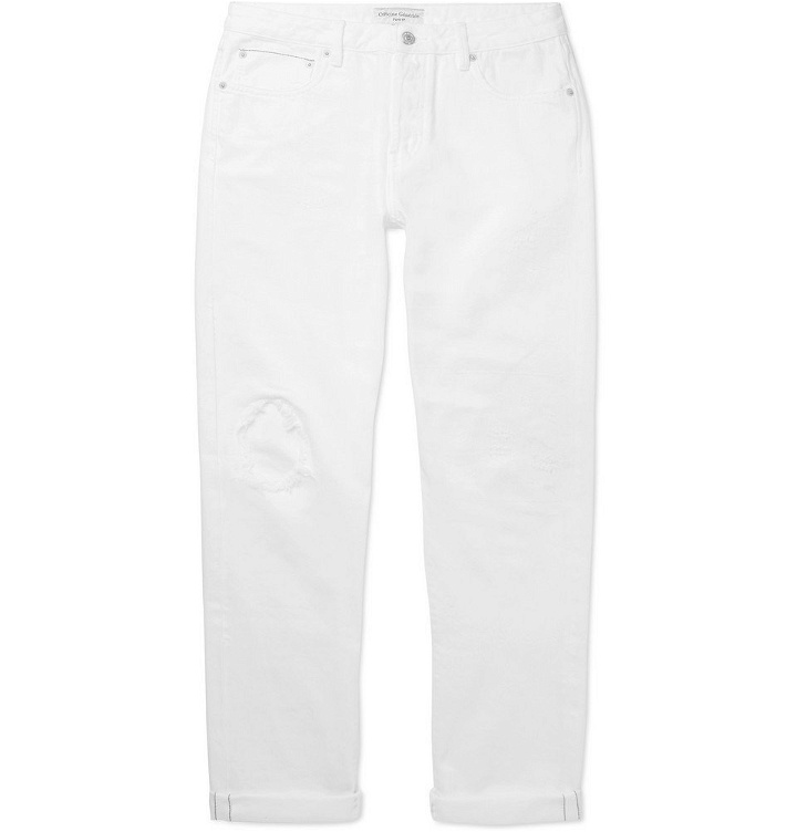 Photo: Officine Generale - Slim-Fit Distressed Selvedge Denim Jeans - Men - White