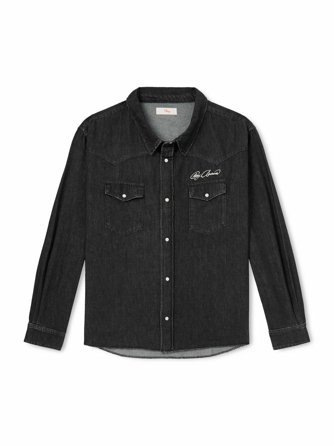 Cherry Los Angeles - Logo-Embroidered Denim Western Shirt - Black