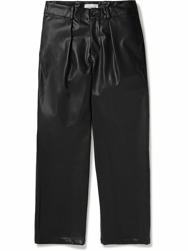 Photo: The Frankie Shop - Baker Wide-Leg Pleated Faux Leather Trousers - Black