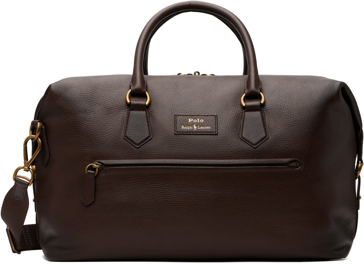 Polo Ralph Lauren Brown Pebbled Leather Duffle Bag