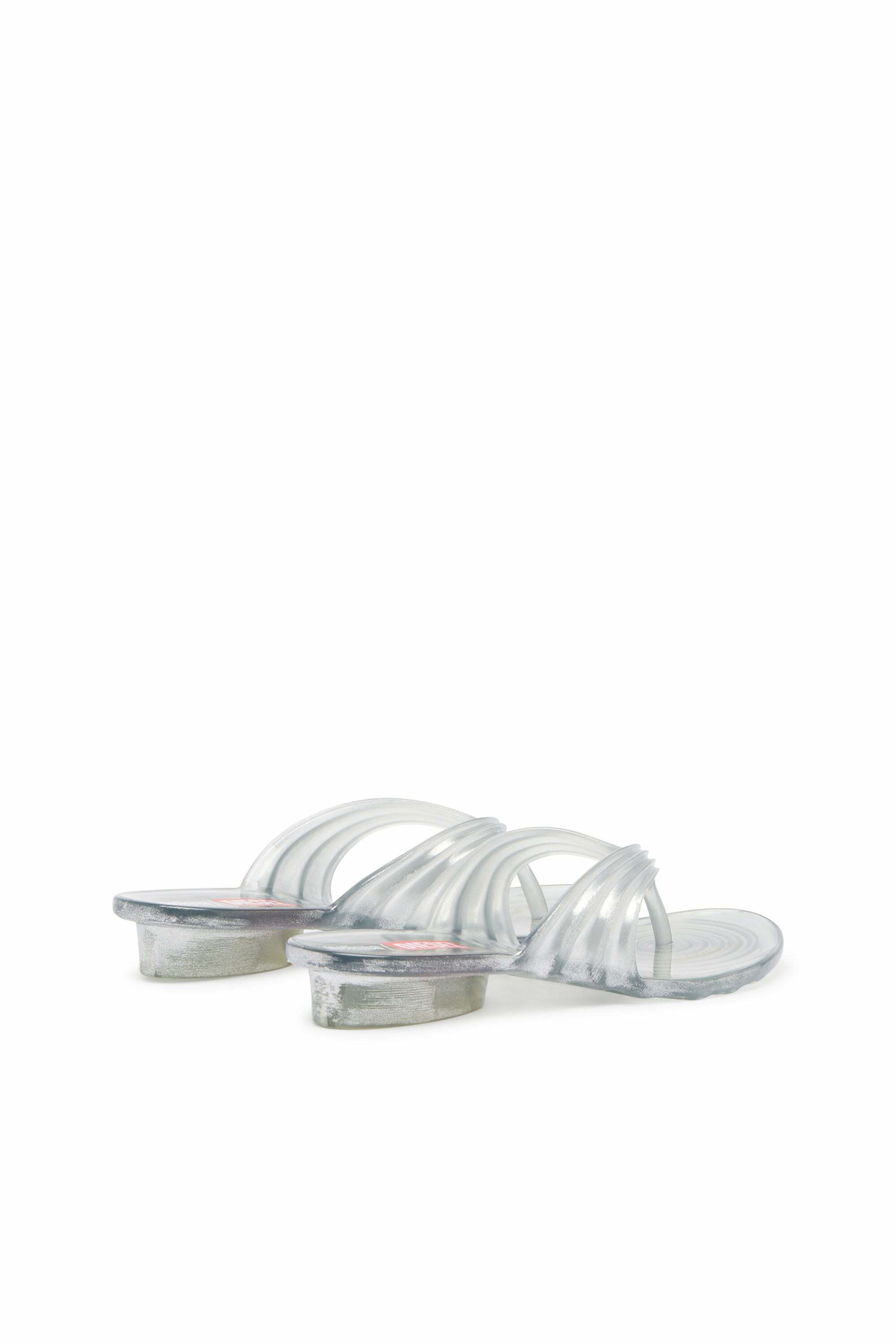 Diesel Sculptural flip-flops in Melflex - Sandals Womens in Silver