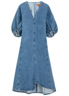Stine Goya Panelled Denim Midi Dress Blue