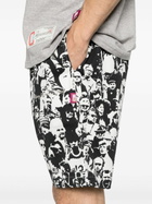 Advisory Board Crystals Black And White Faces Print Bermuda Shorts