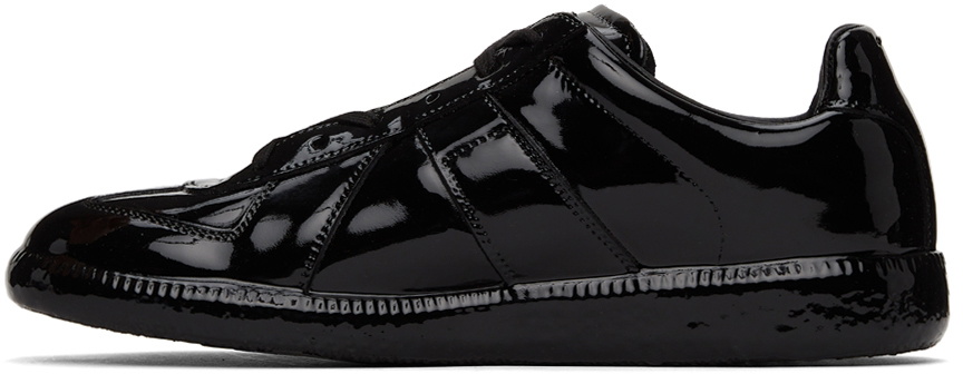 Maison Margiela Black Coated Leather Replica Sneakers Maison