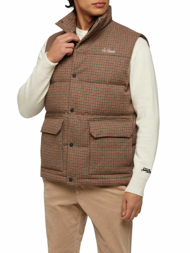Photo: MC2 Saint Barth Down Padded Vest Thunder With Pied De Poul Print