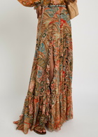 Etro Paisley Ruffled Silk Maxi Skirt Multicoloured