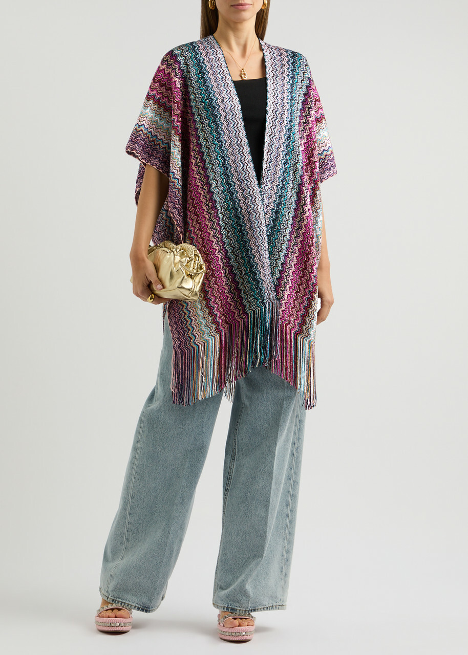 Missoni Zigzag-intarsia Knitted Shawl - Purple - One Size Missoni