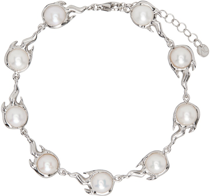 Photo: Alan Crocetti SSENSE Exclusive Silver Pearl In Heat Bracelet