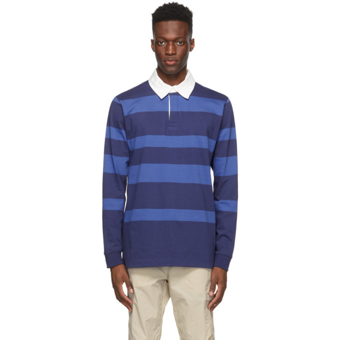 Norse Projects Blue Stripe Ruben Long Sleeve Polo