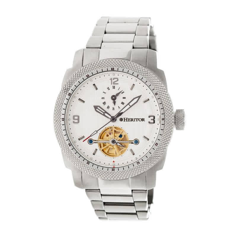 Heritor Helmsley White Dial Stainless Steel Automatic Mens Watch HR5001