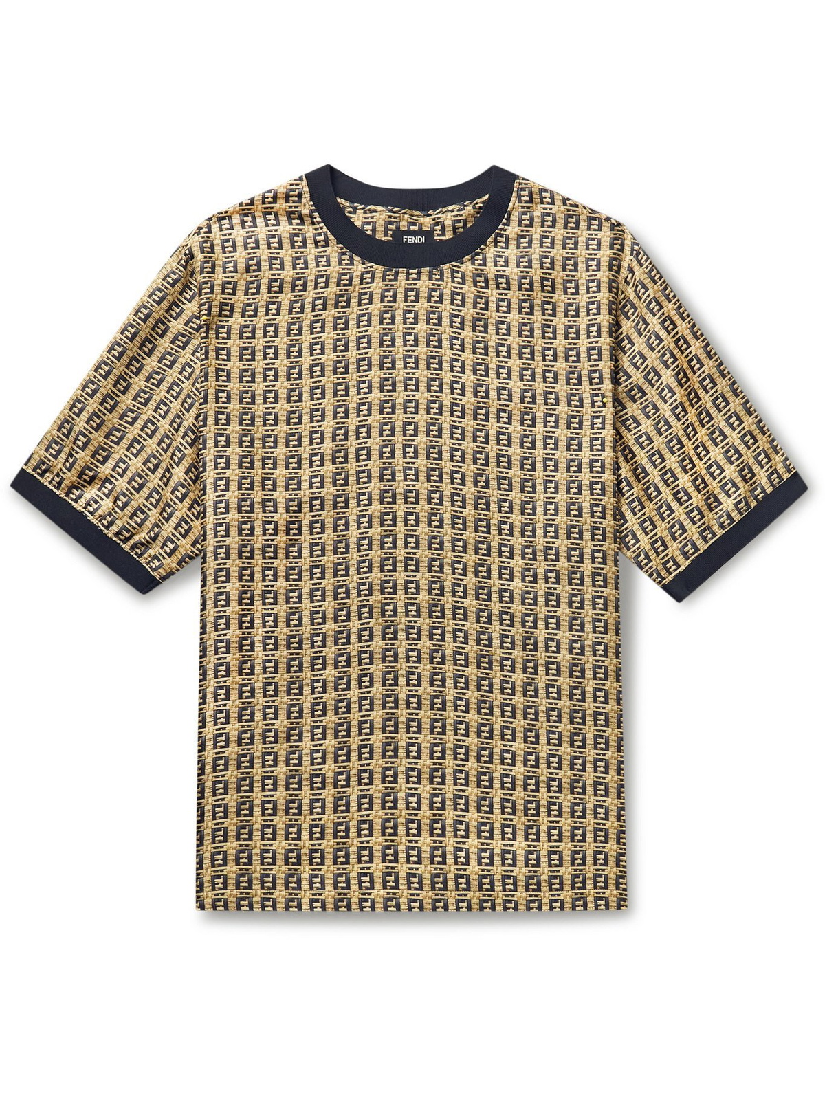 FENDI - Logo-Print Silk-Twill T-Shirt - Neutrals Fendi