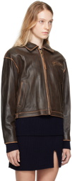 OPEN YY Brown Classic Leather Jacket